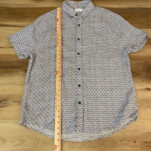 Onia Shirt Mens XL Gray 100% Linen Graphic Print Button Down Short Sleeve - Picture 5 of 9